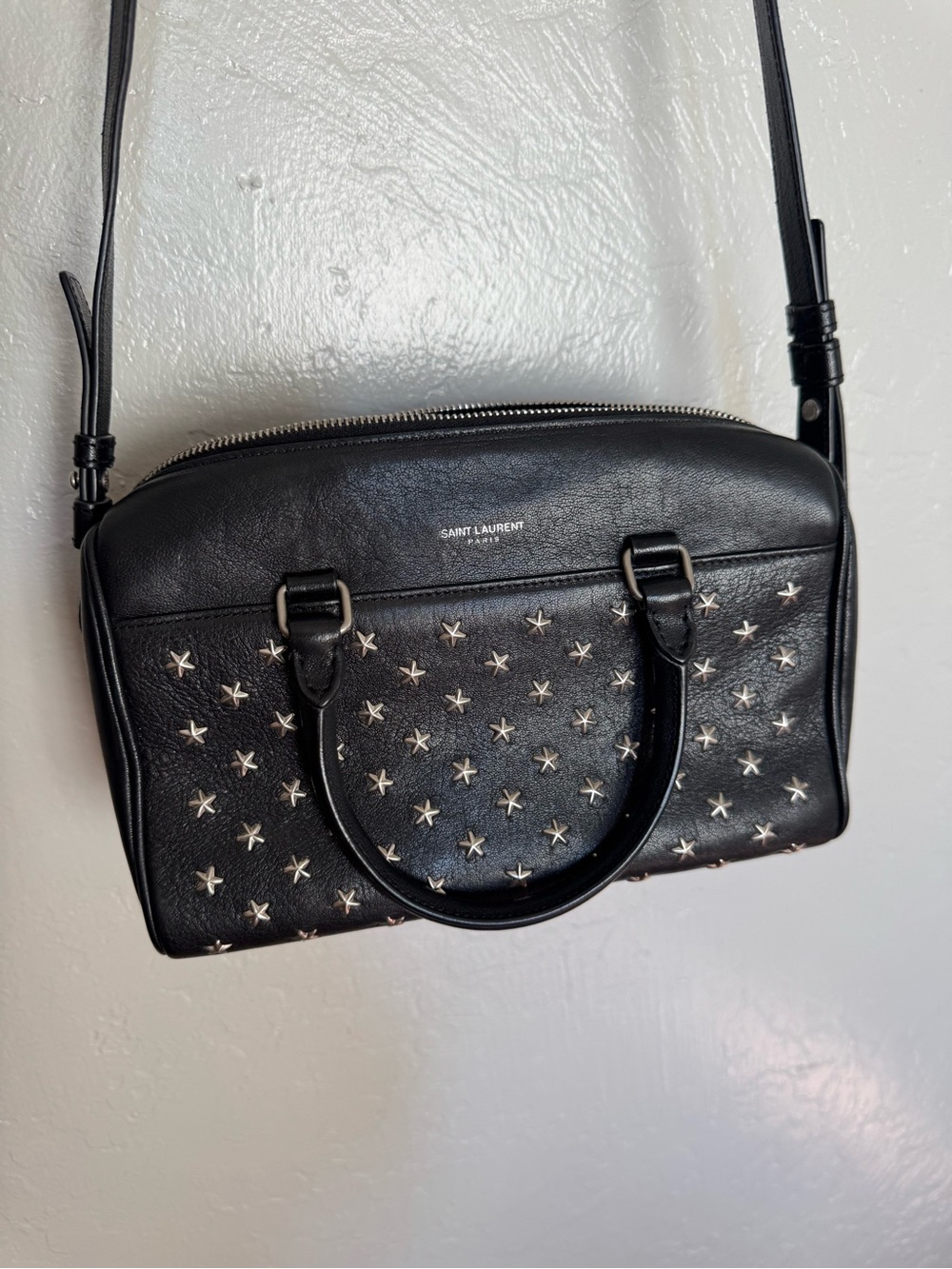 Saint Laurent Black Star-Studded Leather Crossbody Bag